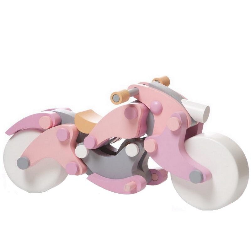 Set de constructie din lemn Motocicleta roz 29x19x14cm