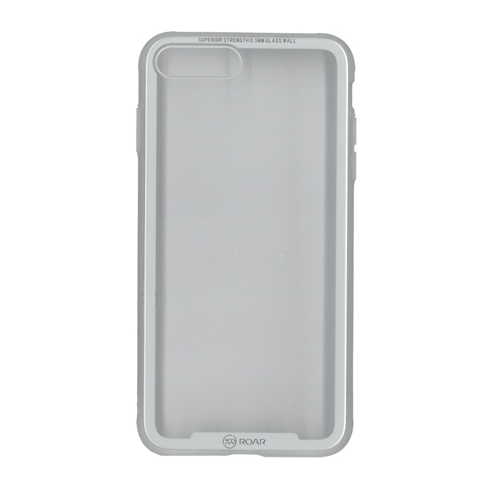 Husa de protectie cu spate de sticla securizata, Roar, pentru iPhone 7 Plus/ 8 Plus, argintiu