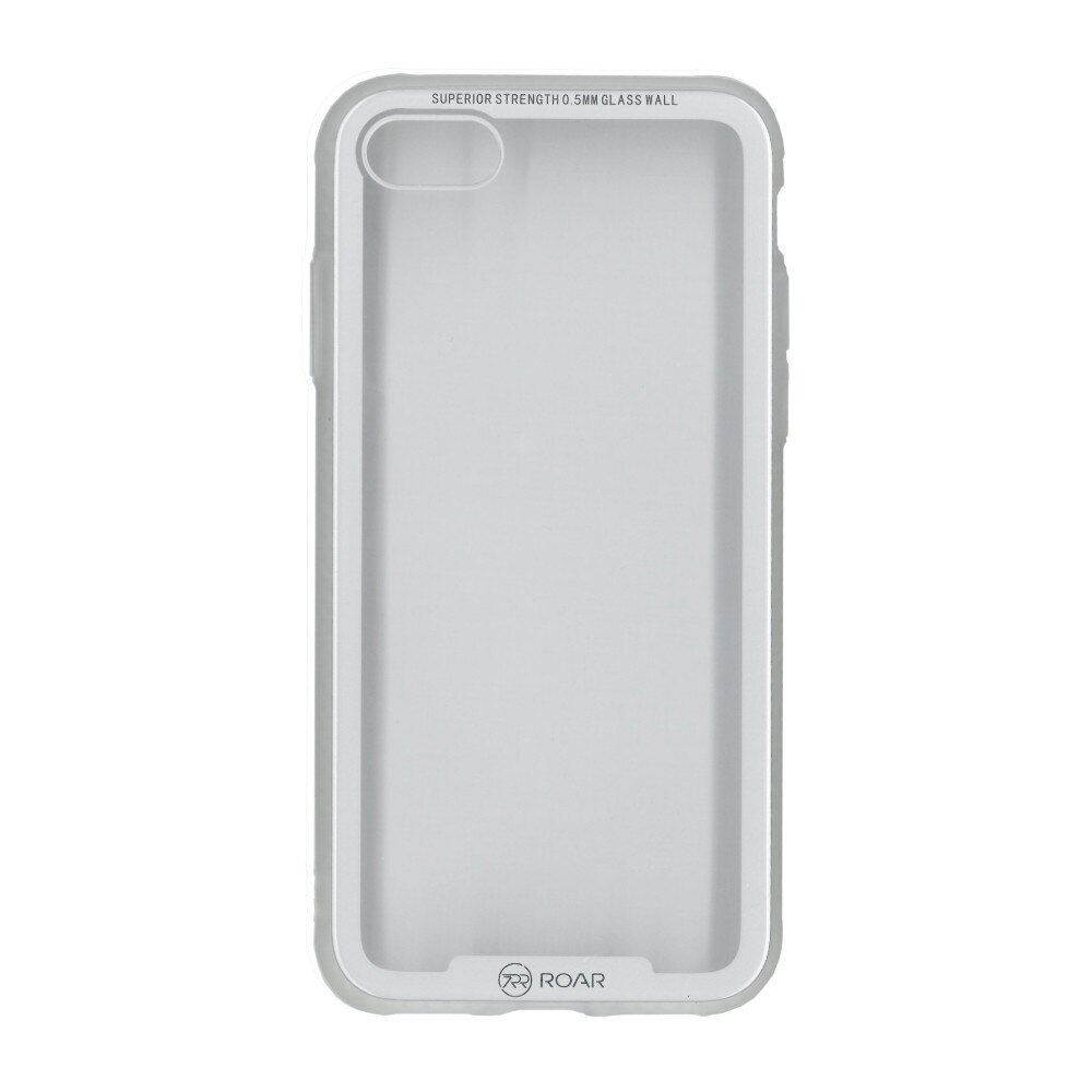 Husa de protectie cu spate de sticla securizata, Roar, pentru iPhone 7/8, argintiu
