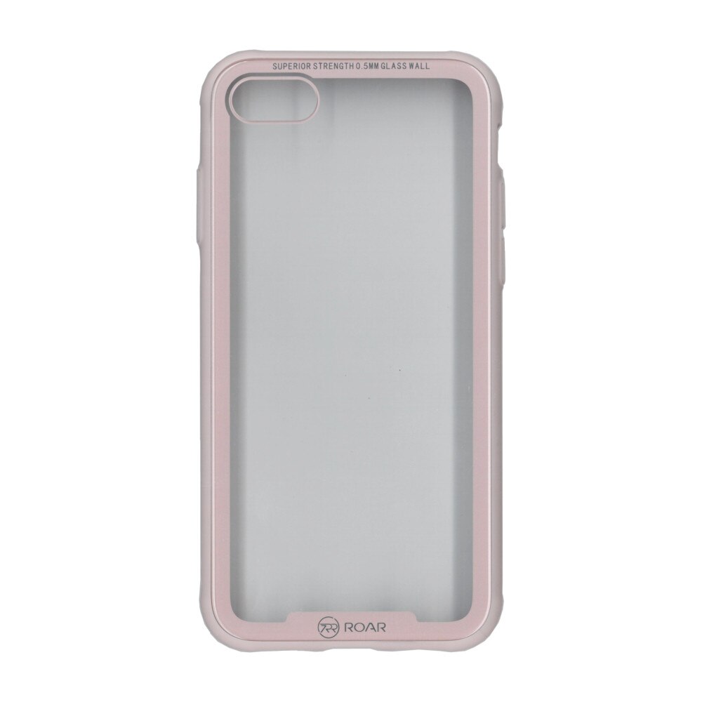 Husa de protectie cu spate de sticla securizata, Roar, pentru iPhone 7/8, roz