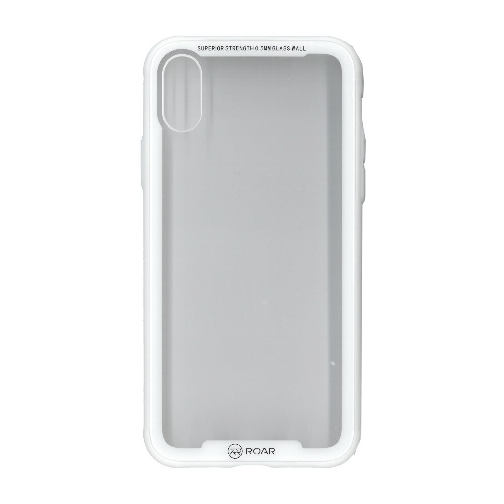 Husa de protectie cu spate de sticla securizata, Roar, pentru iPhone X , alb