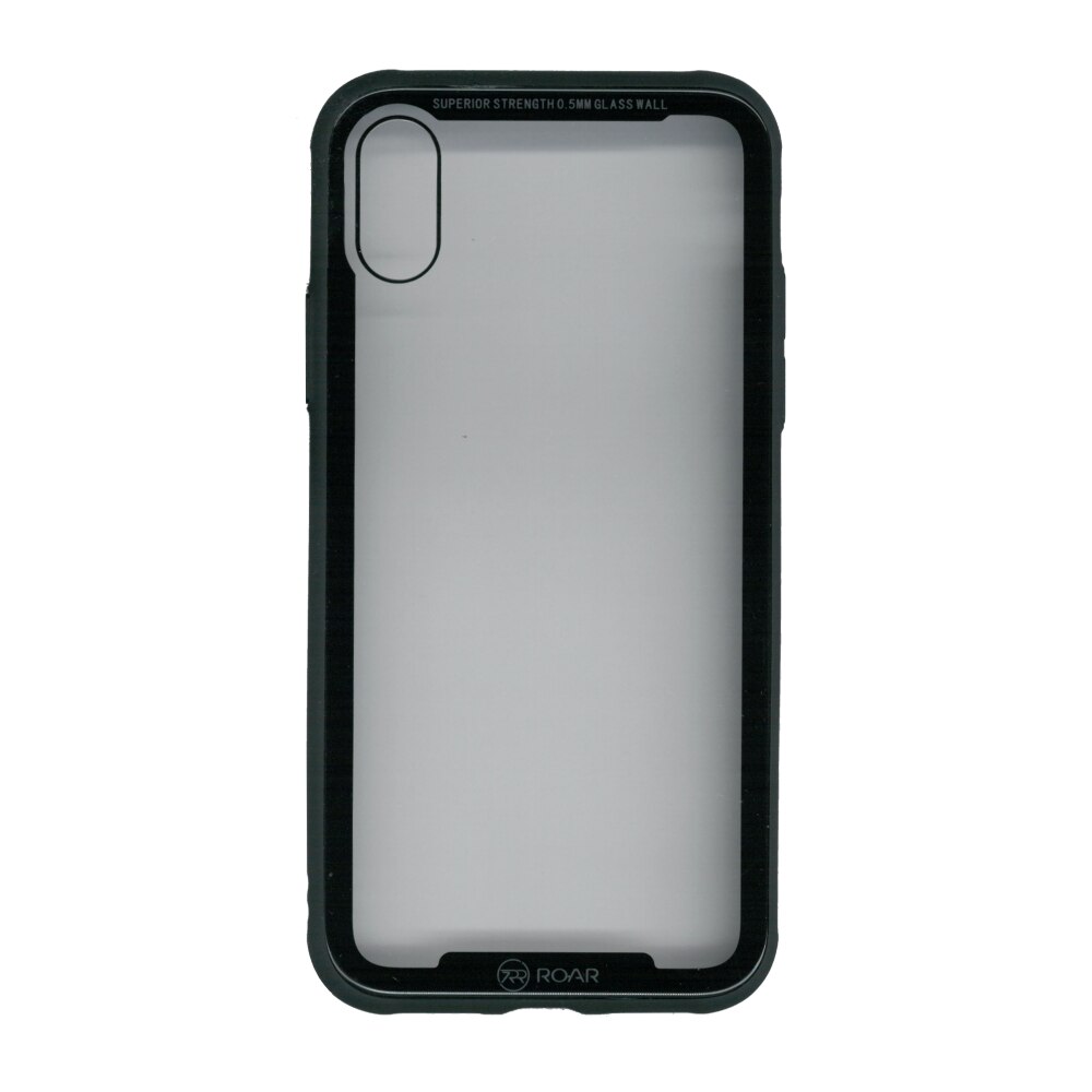 Husa de protectie cu spate de sticla securizata, Roar, pentru iPhone X , negru