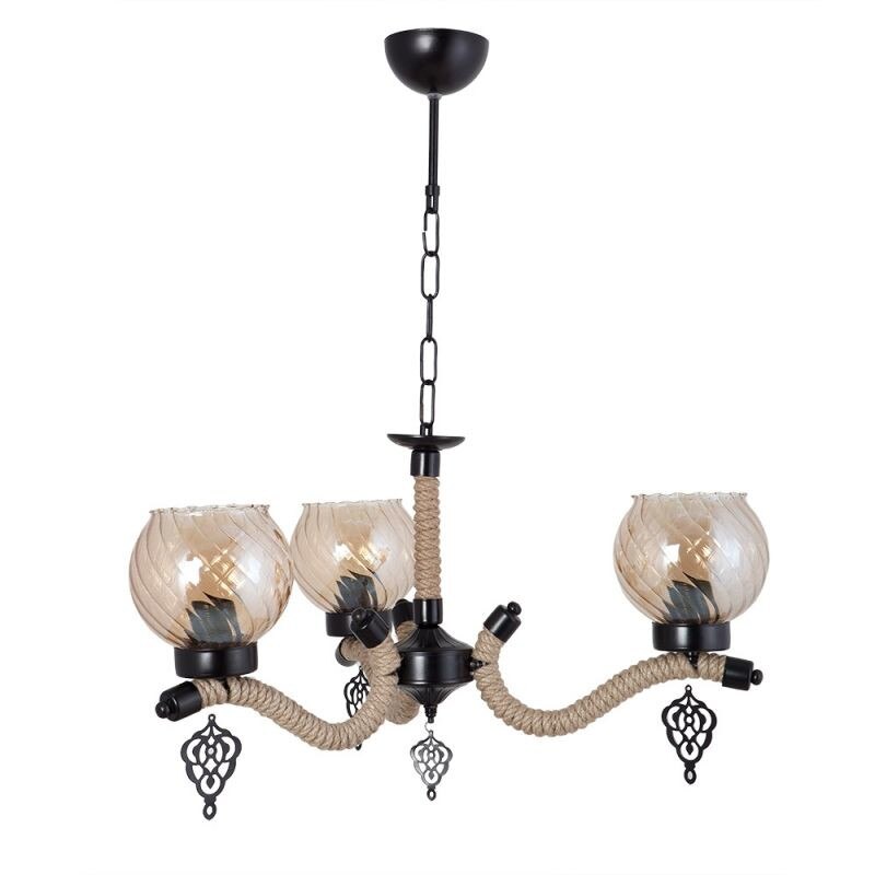 Lustra Lumexx,Oskar 3 brate Sfoara Abajur din sticla , abajur culoarea mierii 3xE27 max60W