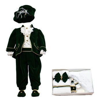 Set botez Regal din catifea verde, doua piese, varsta 6-9luni Set botez Regal din catifea verde, doua piese, varsta 6-9luni