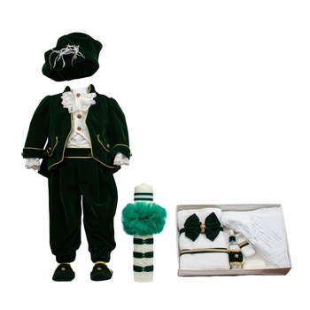 Set botez Regal din catifea verde, trei piese, varsta 6-9luni Set botez Regal din catifea verde, trei piese, varsta 6-9luni