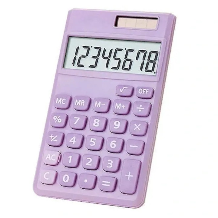 Калкулатор ISINI-CJ-K0497-260825-2190, соларен и с бутонна батерия, 8 цифри, преносим, лилав