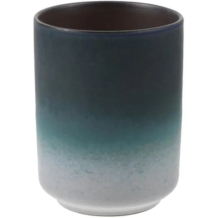 Ceasca de ceai japoneza din ceramica K0569-260818-3188-AMC, fara toarta, stil retro, degrade verde/gri, 220 ml (8.8 x 6.8 cm)