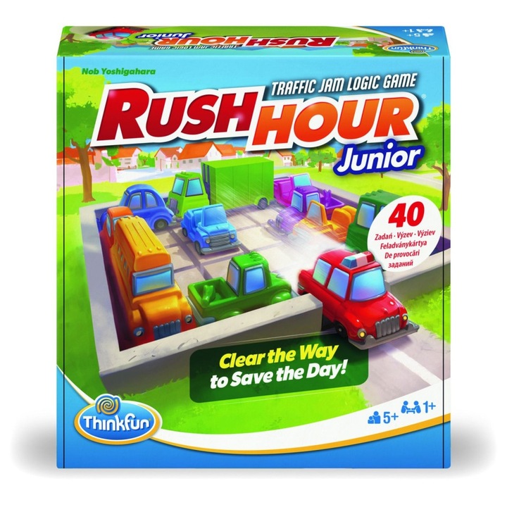 Joc de inteligență Ravensburger Rush Hour Junior, 40 de cărți de provocări, mașină de pompieri, 5 ani