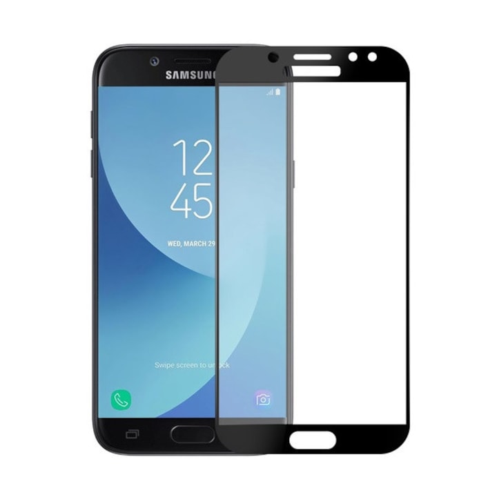 Full Glue 5D biztonságos üvegfólia Samsung Galaxy J7 (2017) készülékhez, fekete