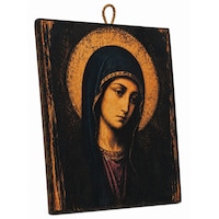 Icoana Maica Domnului Indurerata pe lemn, 20 x 25 cm, litografiata si finisata manual, stil bizantin, Atelier Dragos Stefanov
