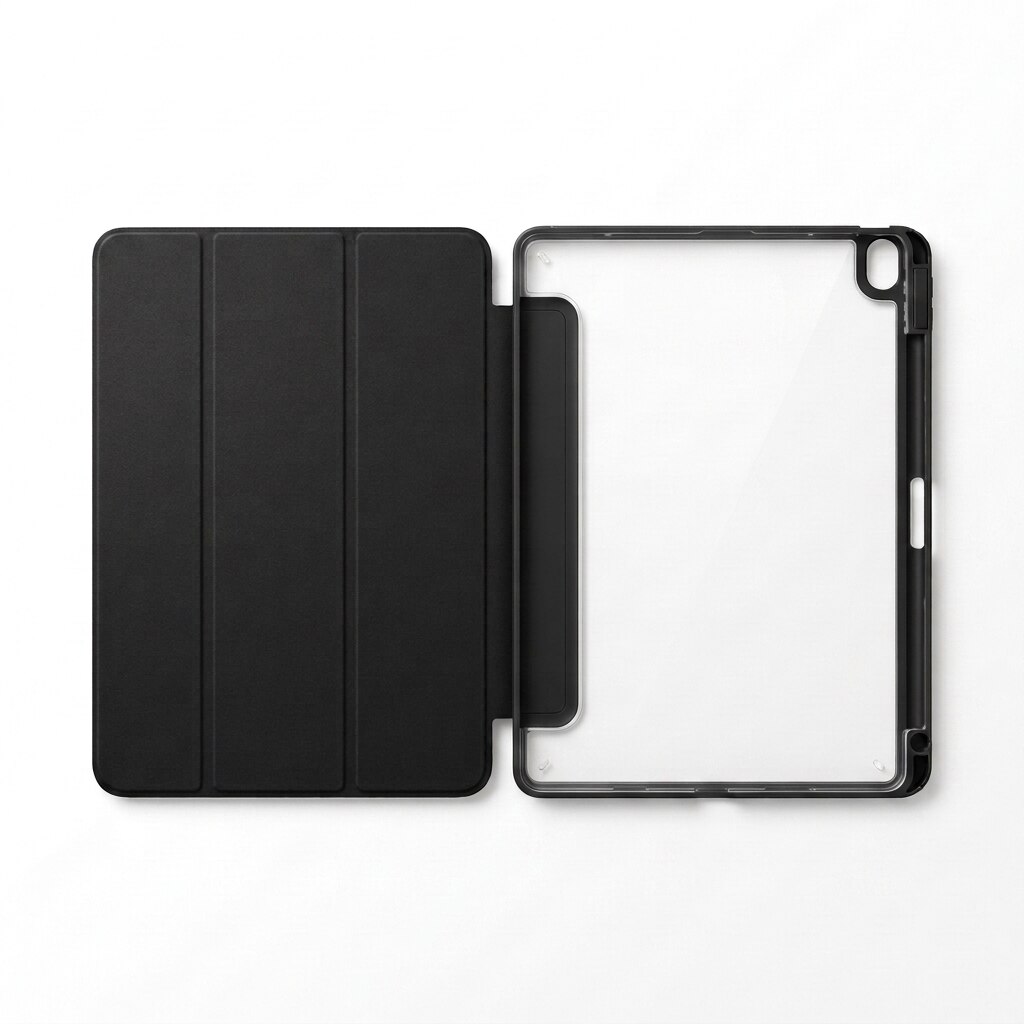 Husa tip carte pentru iPad Air 3 10.5" / Pro 10.5", spate transparent, negru