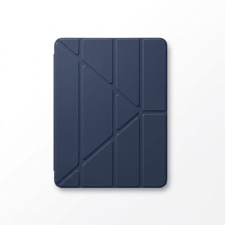 Husa tip carte pentru iPad 9.7" (2017/2018, gen 5/6) / Air / Air 2, spate transparent, albastru inchis