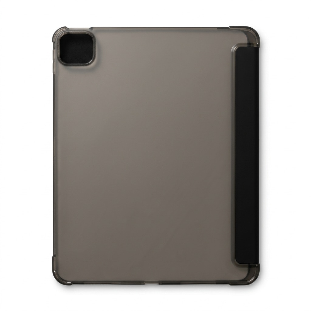 Husa tip carte pentru iPad Pro 11 inch, spate transparent-fumuriu, slot creion, negru
