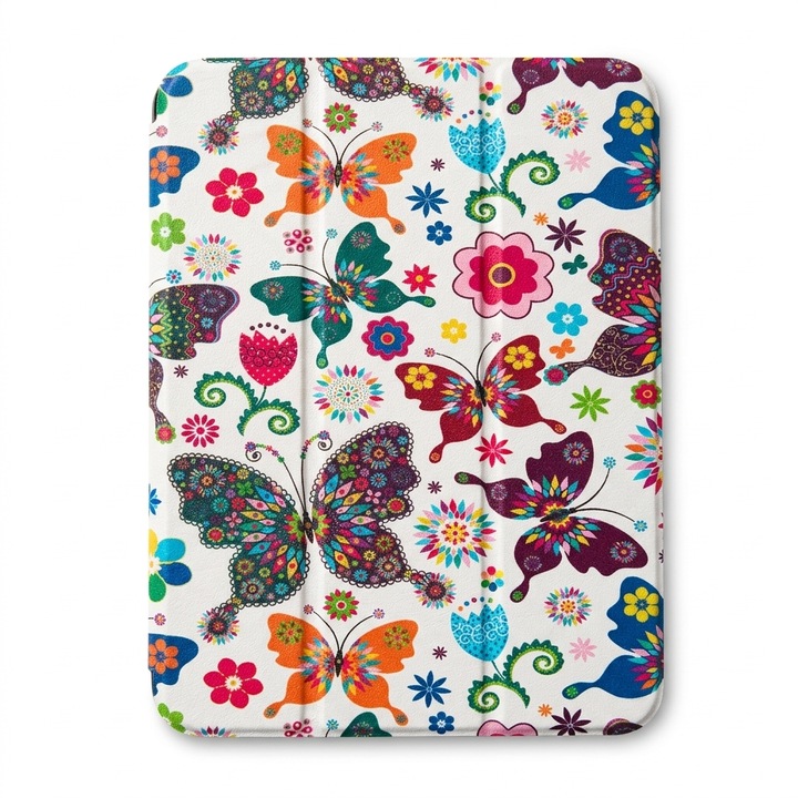 Husa tip carte tableta pentru iPad Mini 6 8.3", model fluturi, multicolor