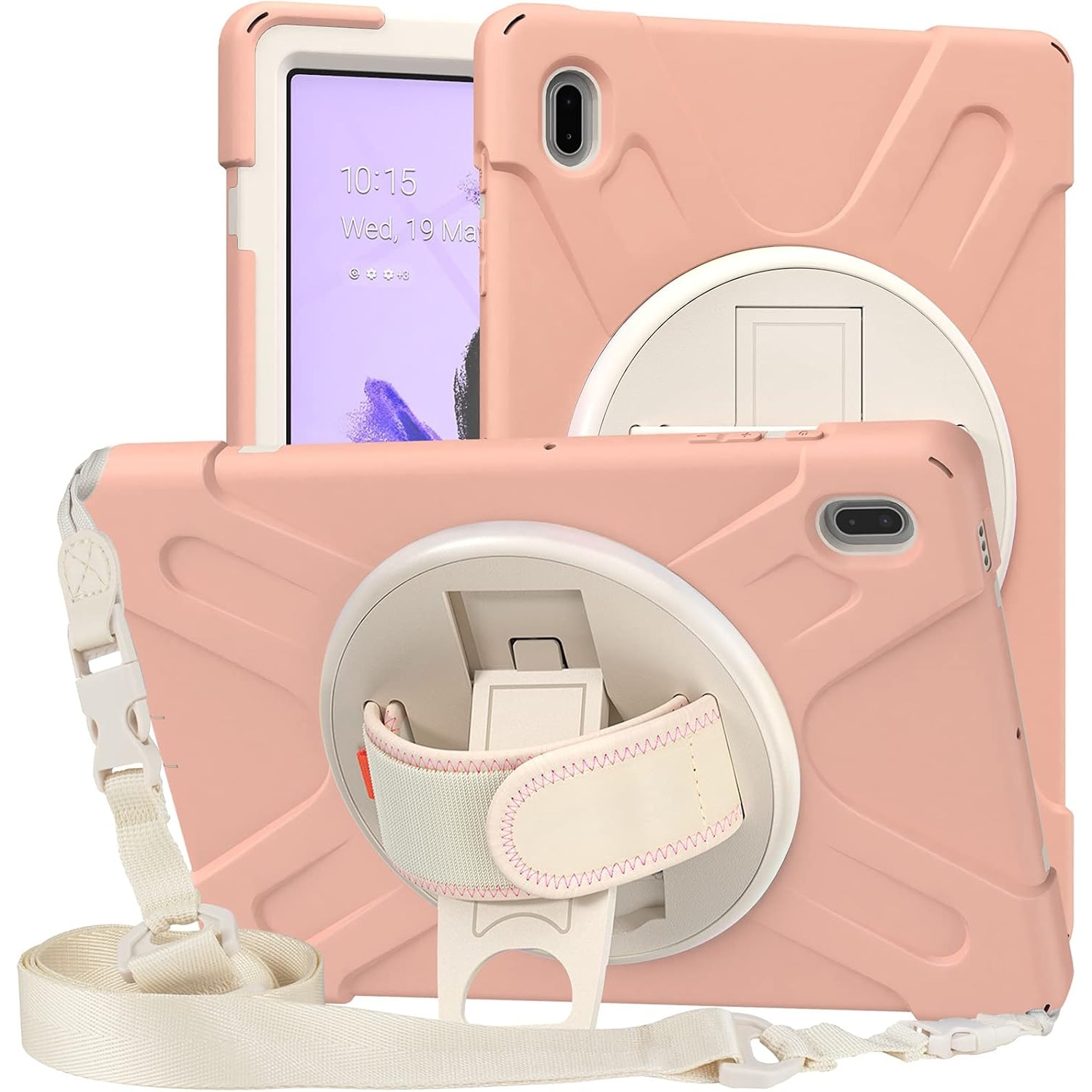 Husa antisoc tableta pentru iPad Mini 6 8.3", suport rotativ, maner, curea de umar, roz