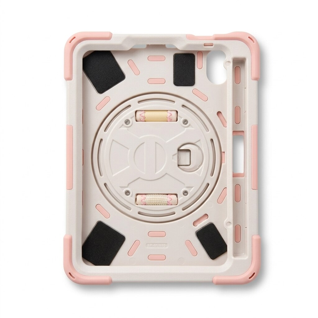 Husa antisoc tableta pentru iPad Mini 6 8.3", suport rotativ, maner, curea de umar, roz