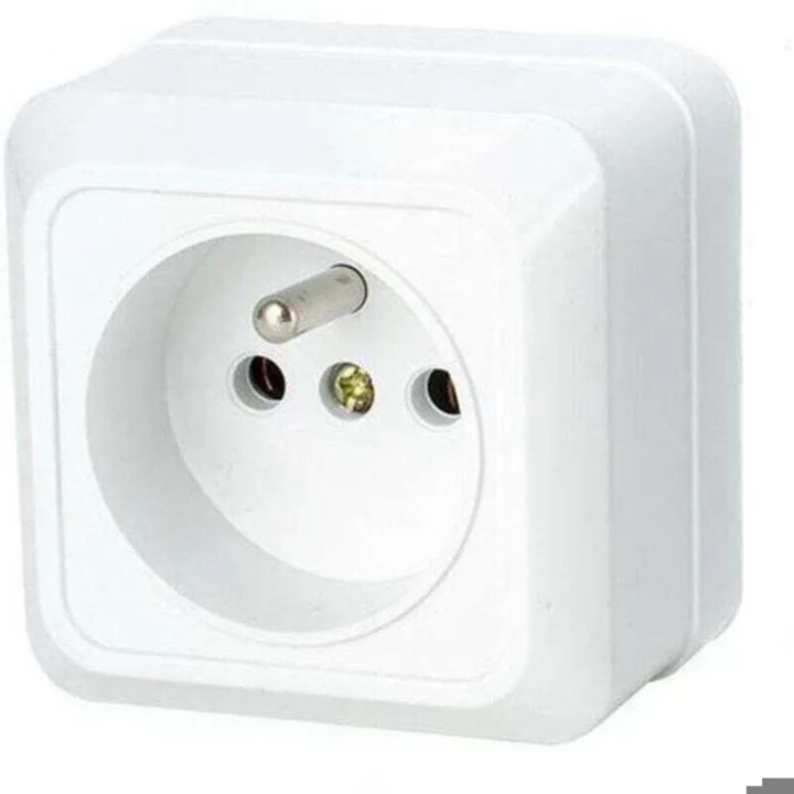Priza aplicata tip E/Schuko MI-08188696, 16A 250V, termorezistenta, alb