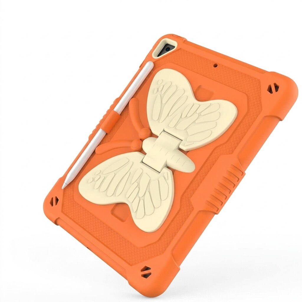 Husa antisoc tableta pentru iPad 9.7" (2017/2018, gen 5/6) / Air / Air 2, model fluture, portocaliu