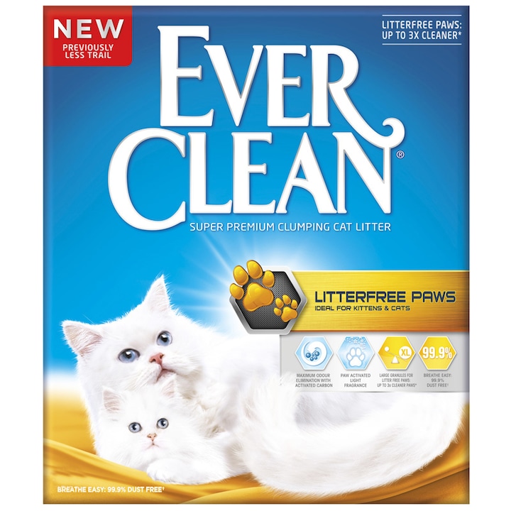 Nisip litiera Ever Clean, Litterfree Paws pentru Pisici cu Blana Lunga, 6L