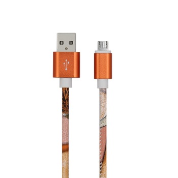 Cablu de date / Incarcare Micro USB , ANDROID , CASI , 1 metru, Piele, Print Multicolor Cablu de date / Incarcare Micro USB , ANDROID , CASI , 1 metru, Piele, Print Multicolor