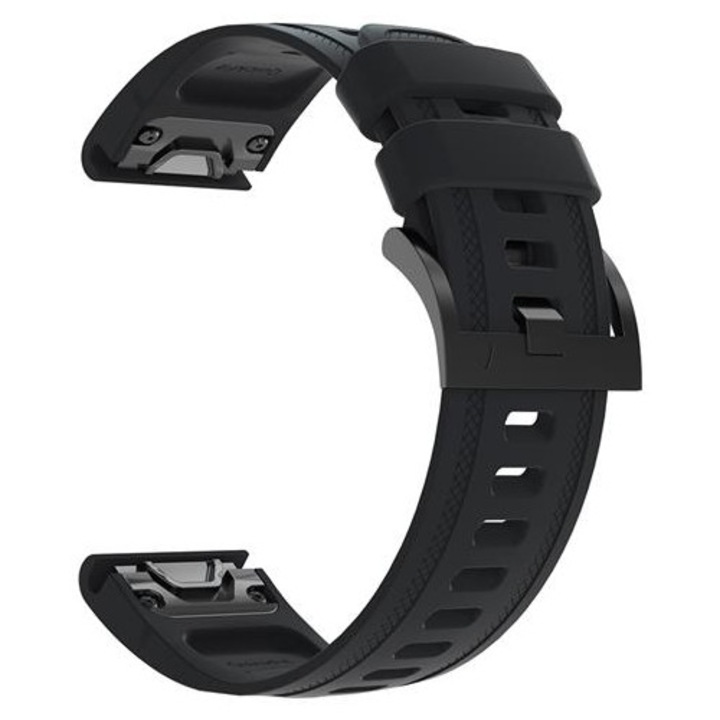 Curea ceas din silicon compatibila cu Garmin Fenix 7s/6s/5s si Instinct 2s, prindere rapida 20 mm, negru
