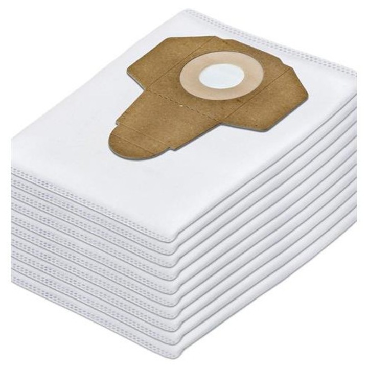 Set 10 saci filtranti pentru aspirator K0285-EP0818-HJ44261, compatibili cu Einhell TC-VC1820 / Midea T3/T3flash / BT-VC 1250S / Inox 1250S, din material netesut, alb