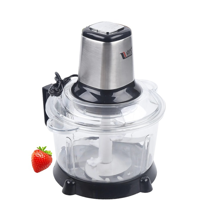Tocator electric pentru carne si legume 8785371402340, 5 L, 300W, bol PET/PP cu lame inox, argintiu