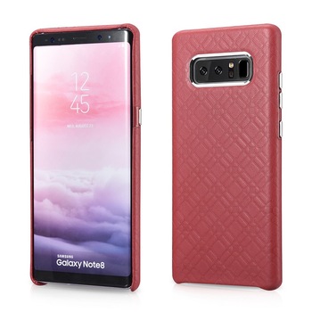 Husa Samsung Galaxy Note 8, iCarer Check Pattern Luxury case, din piele, tip back cover, culoare Rosu