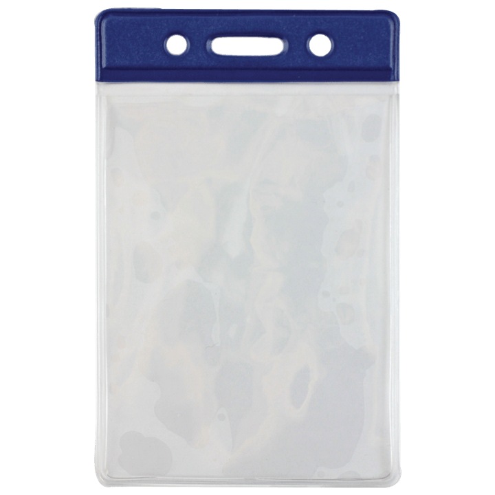 Set 50 buc. suport ecuson / legitimatie / card acces (portecuson) vertical, banda albastra