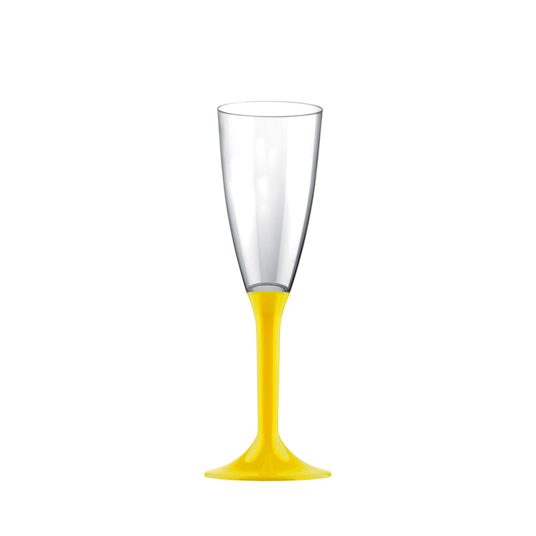 Pahar cu picior galben, din plastic, GOLD PLAST, Flute Sommelier Collection, 120 ml, 20 buc/set.