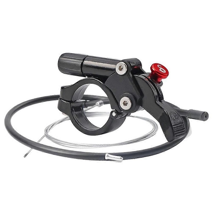 Comutator control amortizare furca fata FU-K0518-260902-216, din aluminiu, pentru mountain bike, cu cablu, negru