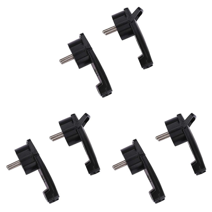 Stecar Schuko unghiular plat kp-k0548-260904-7864, 16A 250V, pentru cabluri 3-conductor 1.5 mm² cu contact de impamantare, negru, set 6 buc.