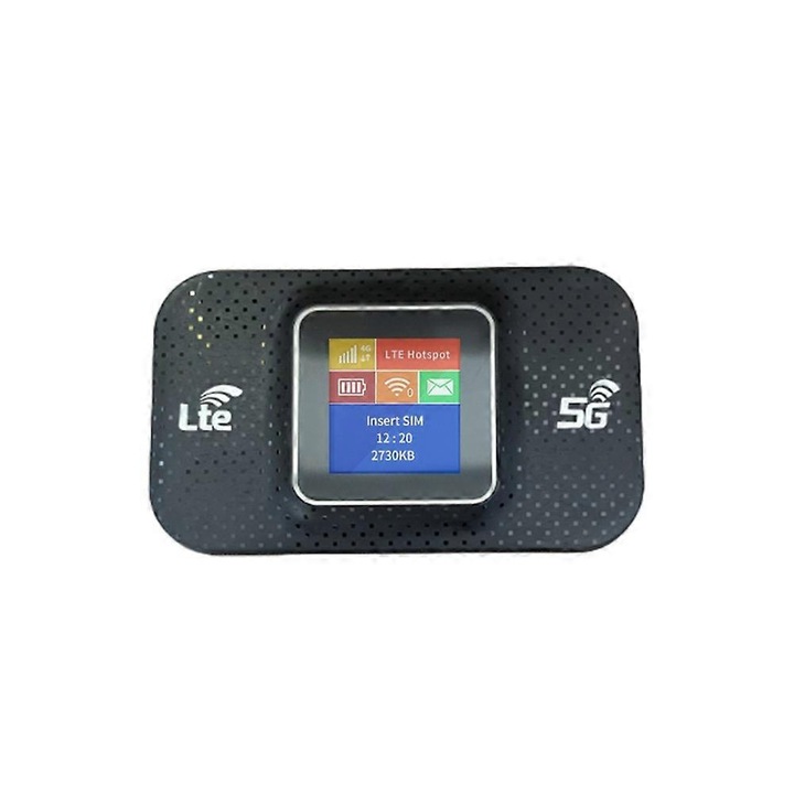 Router mobil 4G Wi-Fi E42-A116-E42-7695-CJ, hordozható hotspot 150 Mbps, 3650 mAh akkumulátor, SIM foglalat, akár 10 felhasználó, fekete
