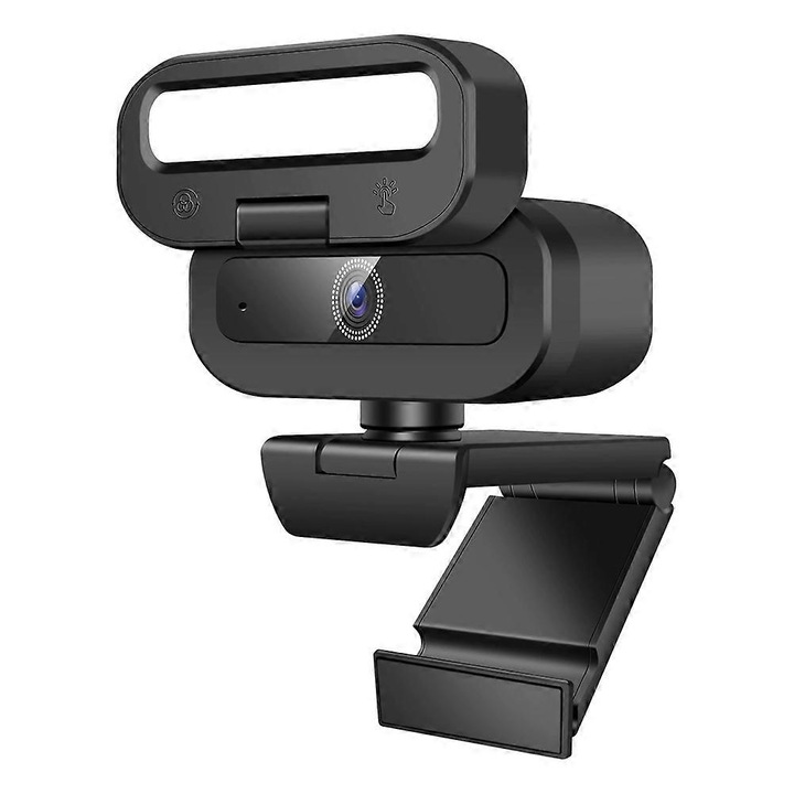 Уеб камера 4K 60FPS FRU-CJK0424-260918-299, автофокус, вграден микрофон, въртяща се, LED запълваща светлина, USB Plug-and-Play, черна