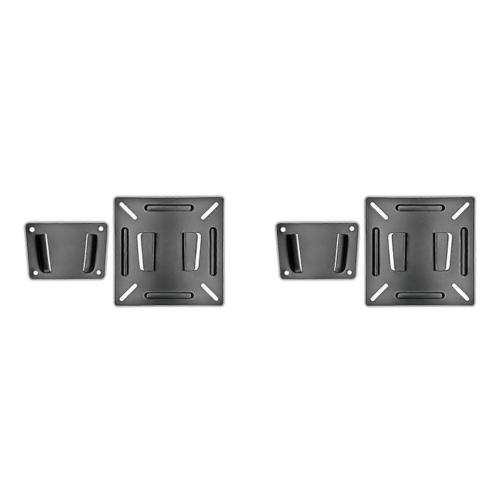 VESA fali tartó TV-hez/monitorhoz E42-A116-E42-7549-CJ, univerzális 75x75/100x100, 12–27 hüvelyk, teherbírás 16 kg, hidegen hengerelt acél, fekete, 2 db-os készlet
