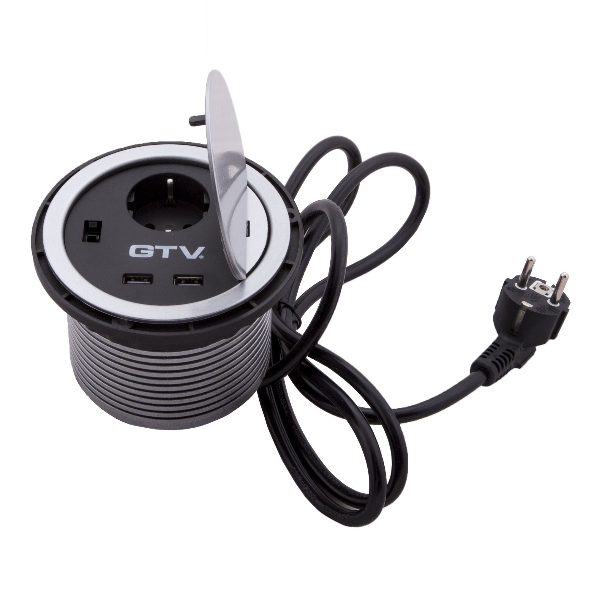 Priza incastrabila rotunda + 2 usb GTV