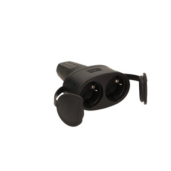 Cupla dubla de cauciuc, 2XSchucko, 2x250V AC/ 16A; IP 44 Cupla dubla de cauciuc, 2XSchucko, 2x250V AC/ 16A; IP 44