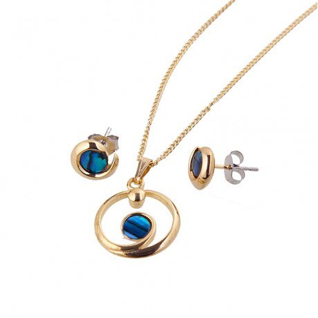 Set dama Ariki placat cu aur si piatra naturala Paua Shell