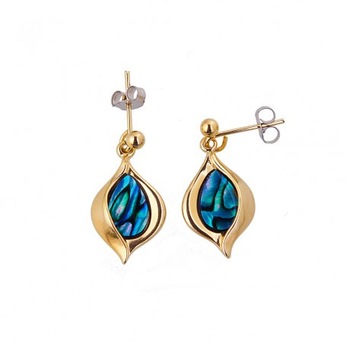 Cercei Ariki placati cu aur 22K si pietre de Paua Shell Cercei Ariki placati cu aur 22K si pietre de Paua Shell