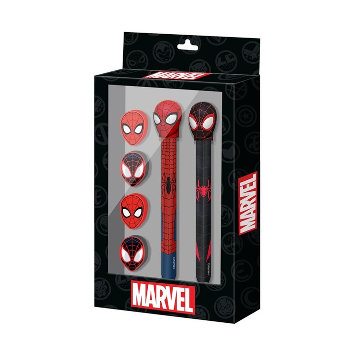 Комплект Marvel Spiderman химикалка + молив + 4 гумички