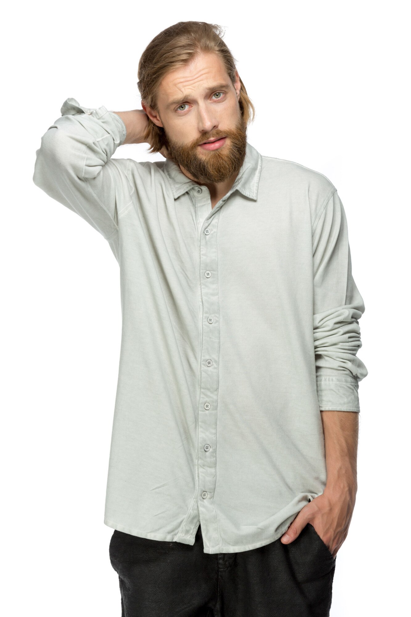 Camasa Moore, Alb prafuit/Gri