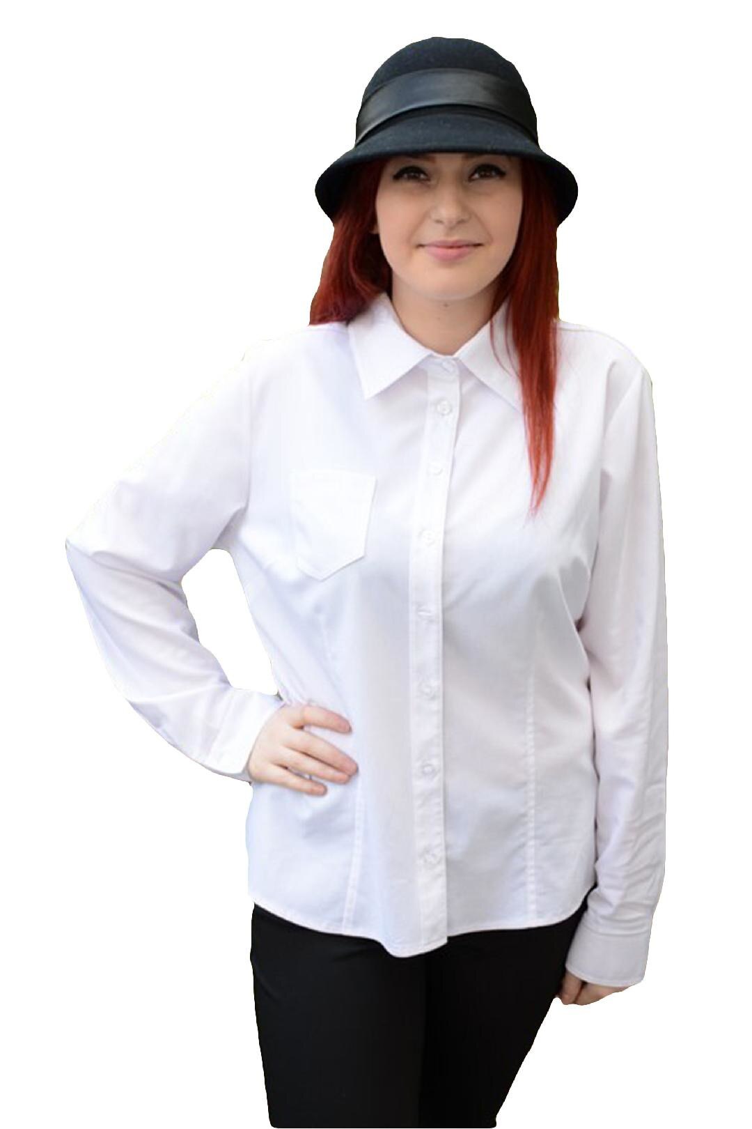 Camasa office, simpla, cu slit pe laterale, D&J Exclusive, Alb