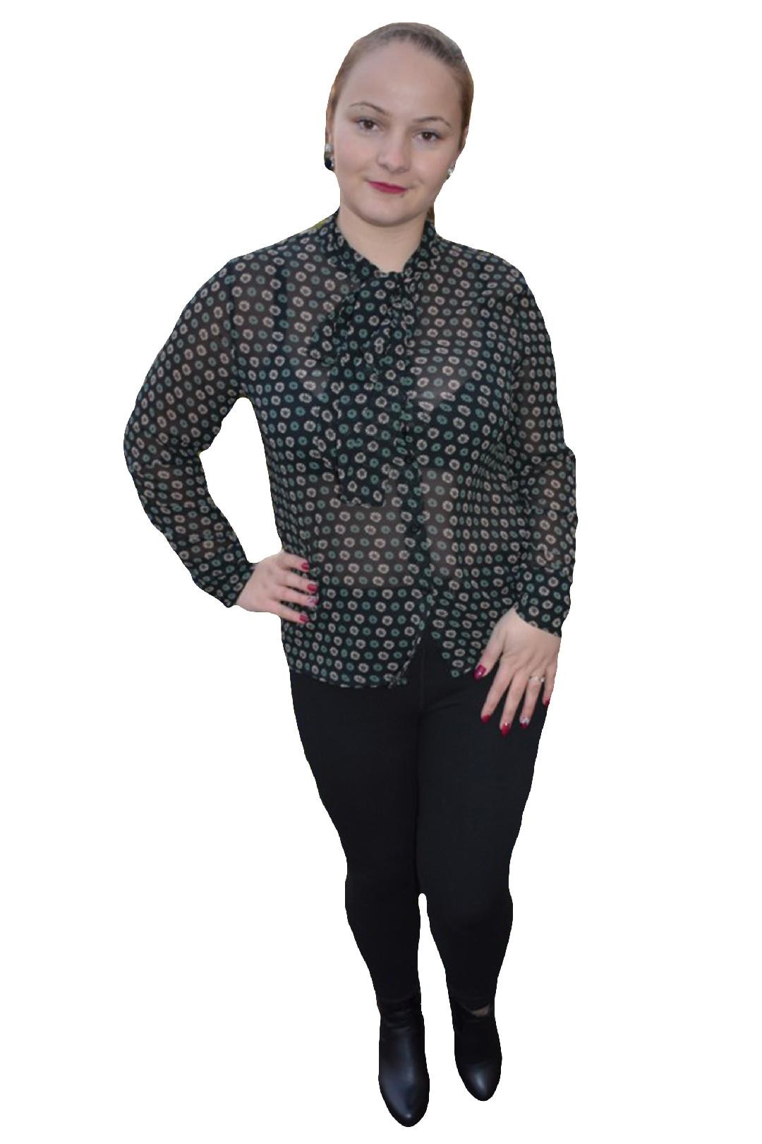 Camasa subtire cu imprimeu ,D&J Exclusive, Negru/Verde