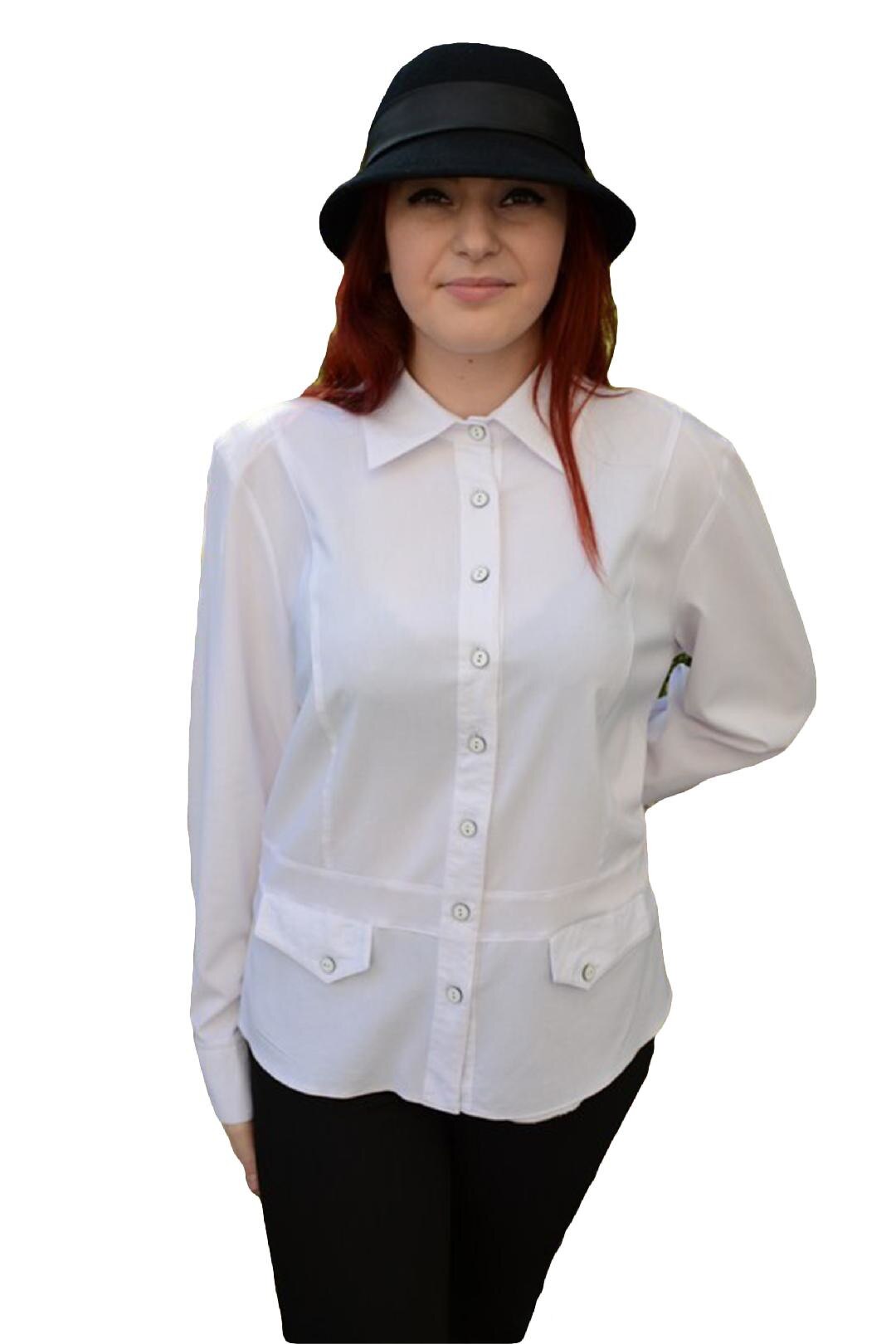 Camasa dreapta cu slit simplu pe laterale, D&J Exclusive, Alb