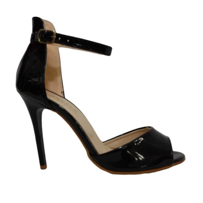 Sandale rafinate, cu aspect lucios, model simplu, D&J Exclusive,, Negru