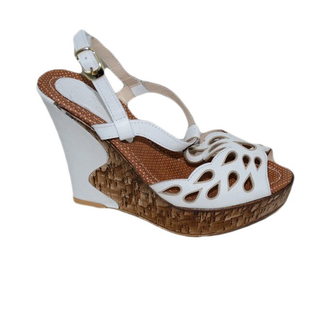 Sandale trendy cu talpa plina, design de perforatii ,D&J Exclusive, Alb