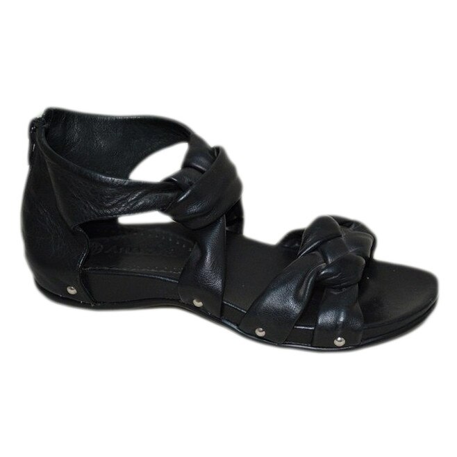 Sandale cu talpa anatomica si design de impletituri fine, D&J Exclusive, Negru