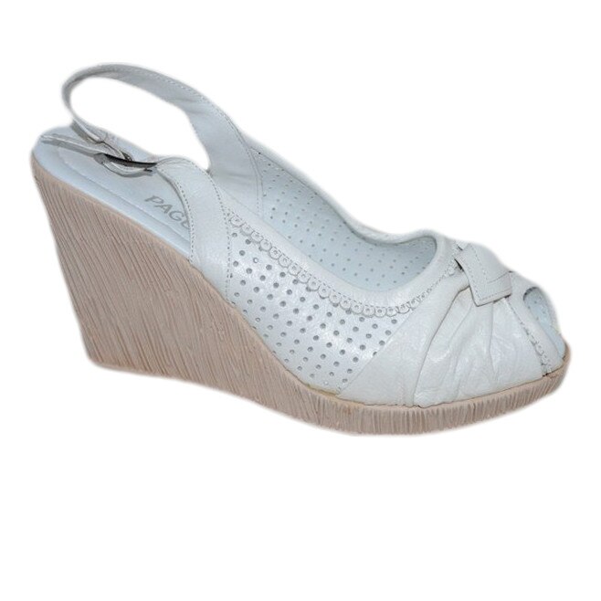 Sandale din piele naturala cu bareta decorativa, D&J Exclusive, Alb