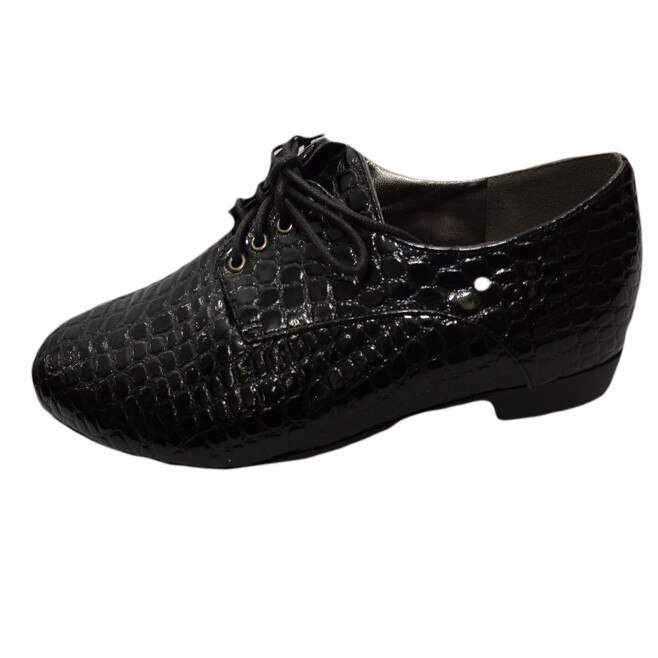 Pantofi de zi, cu toc plat patrat, D&J Exclusive, Negru