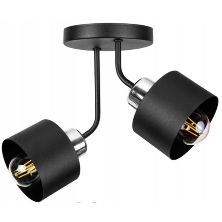 Lampa Plafoniera Loft EDISON LED - Iluminat Fibram, E27, Negru/Crom